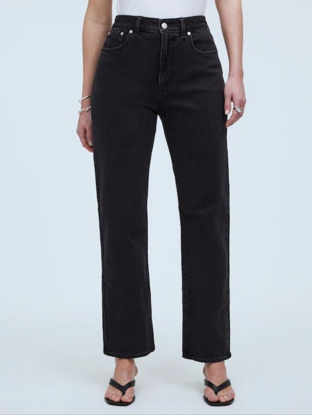 Madewell Curvy 90s Straight Leg High Rise Black Wash Structured Jeans, EUC!